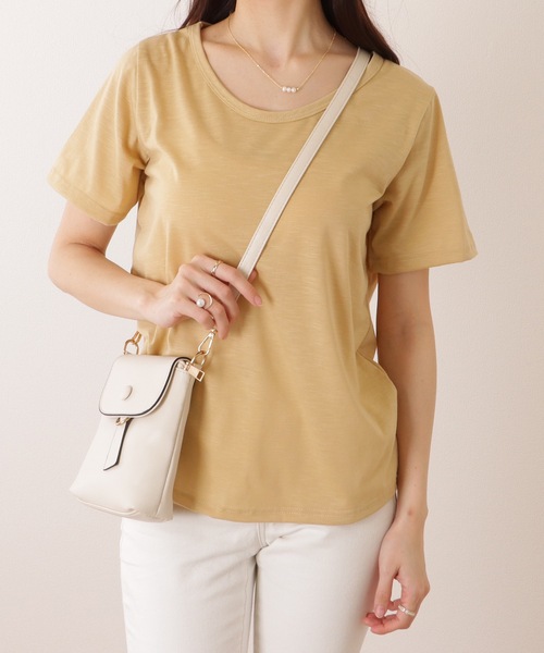 Lace Ladies(レースレディース)の「Vネック ベーシック 半袖 ゆる トップス(Tシャツ/カットソー・レディース・ブラック/ベージュ/ホワイト・S/M/XL)」の9枚目の写真