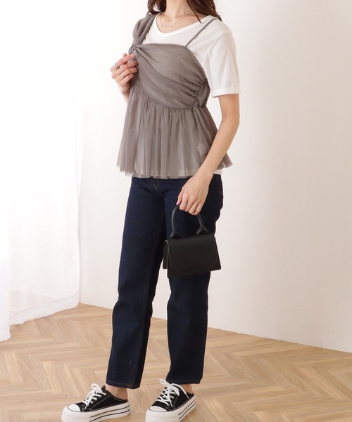 Lace Ladies(レースレディース)の「Vネック ベーシック 半袖 ゆる トップス(Tシャツ/カットソー・レディース・ブラック/ベージュ/ホワイト・S/M/XL)」の16枚目の写真