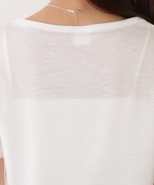 Lace Ladies(レースレディース)の「Vネック ベーシック 半袖 ゆる トップス(Tシャツ/カットソー・レディース・ブラック/ベージュ/ホワイト・S/M/XL)」の22枚目の写真