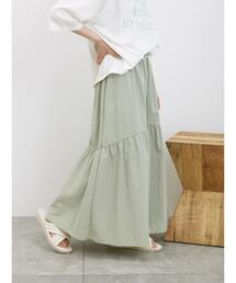 Samansa Mos2 blue | ナイロンギャザースカート(スカート)