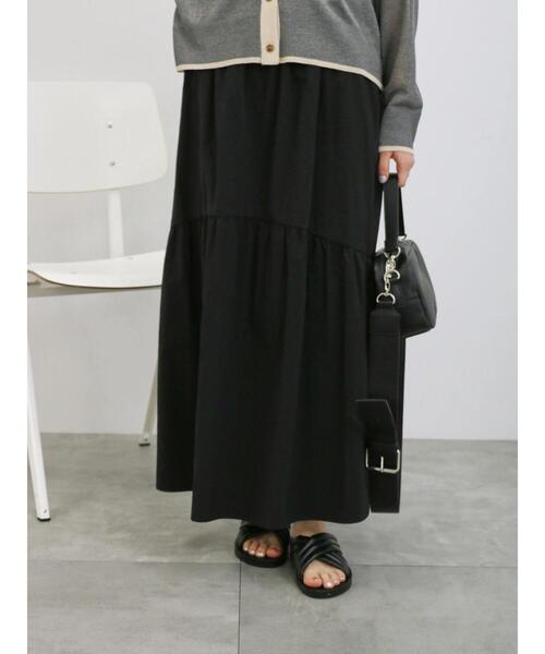 Samansa Mos2 blue（サマンサモスモスブルー）の「ナイロンギャザースカート（スカート・レディース・ミント/ブラック/ライトベージュ・F）」の5枚目の写真