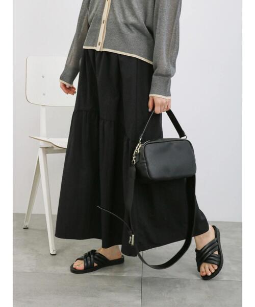 Samansa Mos2 blue（サマンサモスモスブルー）の「ナイロンギャザースカート（スカート・レディース・ミント/ブラック/ライトベージュ・F）」の6枚目の写真