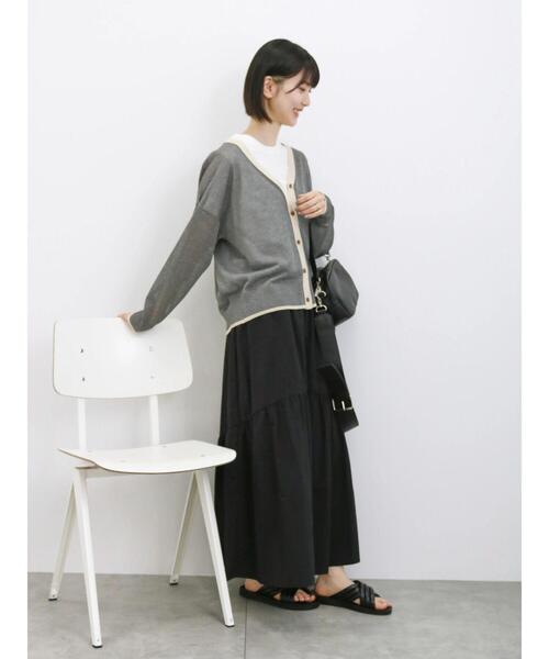 Samansa Mos2 blue（サマンサモスモスブルー）の「ナイロンギャザースカート（スカート・レディース・ミント/ブラック/ライトベージュ・F）」の7枚目の写真