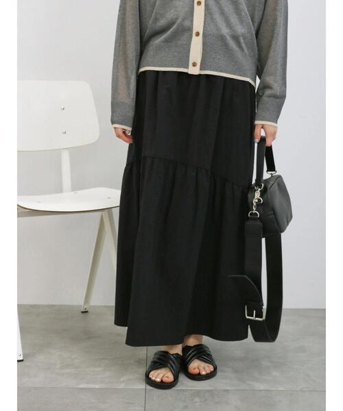 Samansa Mos2 blue（サマンサモスモスブルー）の「ナイロンギャザースカート（スカート・レディース・ミント/ブラック/ライトベージュ・F）」の8枚目の写真