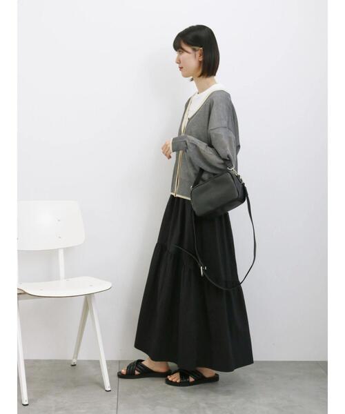 Samansa Mos2 blue（サマンサモスモスブルー）の「ナイロンギャザースカート（スカート・レディース・ミント/ブラック/ライトベージュ・F）」の9枚目の写真