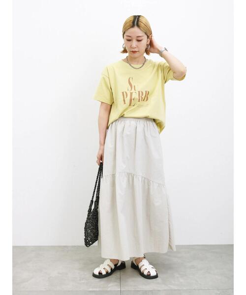 Samansa Mos2 blue（サマンサモスモスブルー）の「ナイロンギャザースカート（スカート・レディース・ミント/ブラック/ライトベージュ・F）」の10枚目の写真