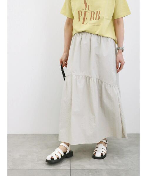 Samansa Mos2 blue（サマンサモスモスブルー）の「ナイロンギャザースカート（スカート・レディース・ミント/ブラック/ライトベージュ・F）」の11枚目の写真