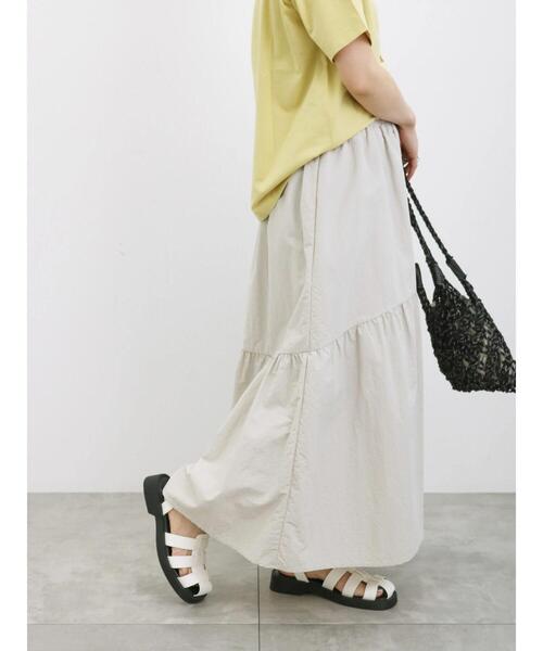 Samansa Mos2 blue（サマンサモスモスブルー）の「ナイロンギャザースカート（スカート・レディース・ミント/ブラック/ライトベージュ・F）」の12枚目の写真