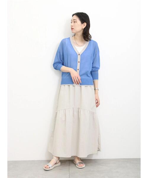 Samansa Mos2 blue（サマンサモスモスブルー）の「ナイロンギャザースカート（スカート・レディース・ミント/ブラック/ライトベージュ・F）」の14枚目の写真