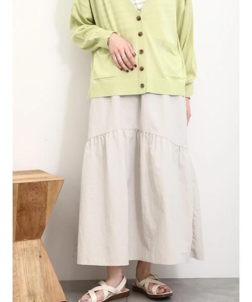 Samansa Mos2 blue（サマンサモスモスブルー）の「ナイロンギャザースカート（スカート・レディース・ミント/ブラック/ライトベージュ・F）」の18枚目の写真