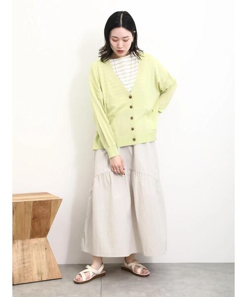 Samansa Mos2 blue（サマンサモスモスブルー）の「ナイロンギャザースカート（スカート・レディース・ミント/ブラック/ライトベージュ・F）」の21枚目の写真