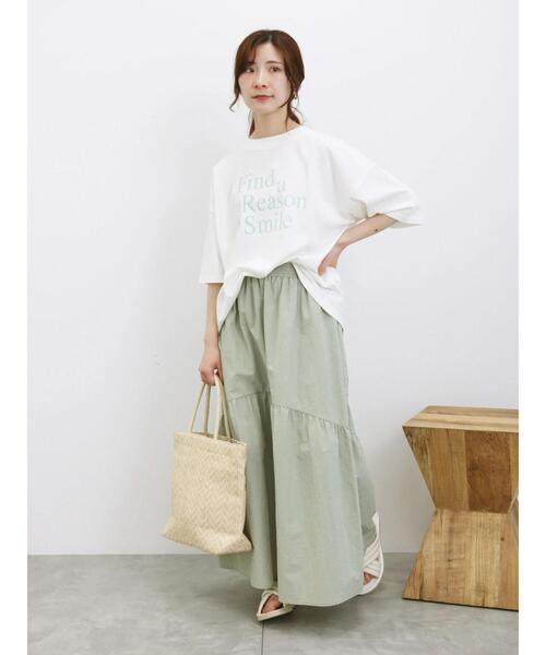 Samansa Mos2 blue（サマンサモスモスブルー）の「ナイロンギャザースカート（スカート・レディース・ミント/ブラック/ライトベージュ・F）」の22枚目の写真