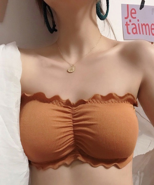 Miniministore(ミニミニストア)の「ギャザー チューブトップブラ(ブラジャー・レディース・ピンク/ホワイト/ベージュ/イエロー/ブラック/オレンジ/ワインレッド・FREE)」の20枚目の写真