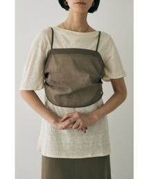 M_ | 吸湿、速乾性のある麻のカットソーと透け感のあるキャミソールの重ね着セット(Tシャツ/カットソー)