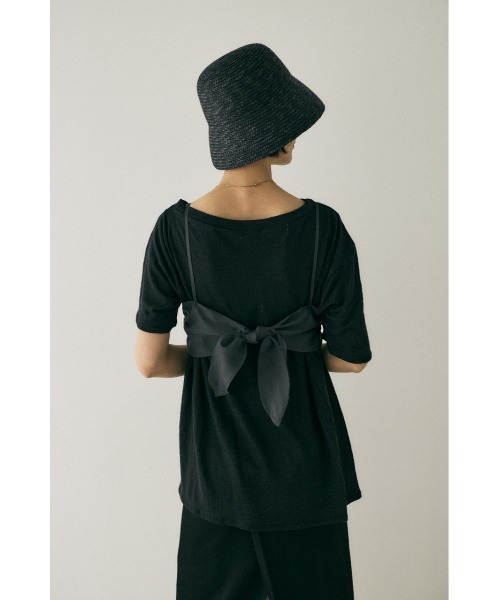 M_(エムアンダーバー)の「吸湿、速乾性のある麻のカットソーと透け感のあるキャミソールの重ね着セット(Tシャツ/カットソー・レディース・ホワイト/ブラック・FREE)」の8枚目の写真