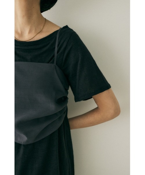 M_(エムアンダーバー)の「吸湿、速乾性のある麻のカットソーと透け感のあるキャミソールの重ね着セット(Tシャツ/カットソー・レディース・ホワイト/ブラック・FREE)」の11枚目の写真