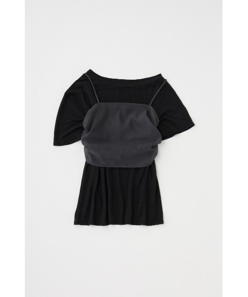 M_(エムアンダーバー)の「吸湿、速乾性のある麻のカットソーと透け感のあるキャミソールの重ね着セット(Tシャツ/カットソー・レディース・ホワイト/ブラック・FREE)」の13枚目の写真