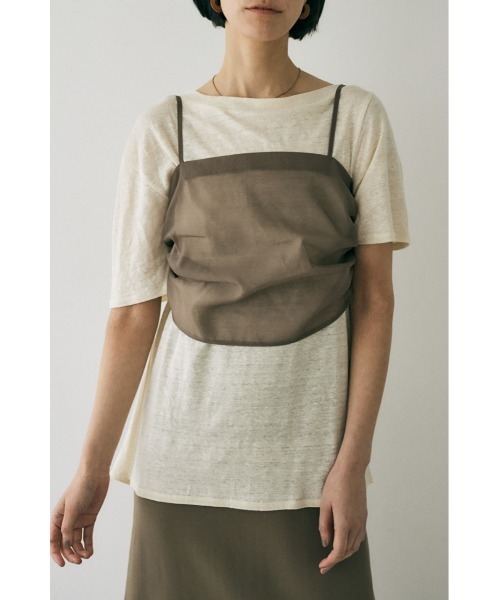 M_(エムアンダーバー)の「吸湿、速乾性のある麻のカットソーと透け感のあるキャミソールの重ね着セット(Tシャツ/カットソー・レディース・ホワイト/ブラック・FREE)」の20枚目の写真