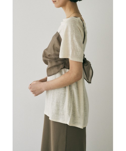 M_(エムアンダーバー)の「吸湿、速乾性のある麻のカットソーと透け感のあるキャミソールの重ね着セット(Tシャツ/カットソー・レディース・ホワイト/ブラック・FREE)」の22枚目の写真