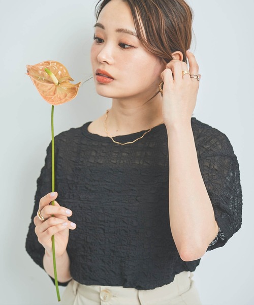 150㎝前後の小柄さんサイズ】くしゅくしゅシアートップス（シャツ 