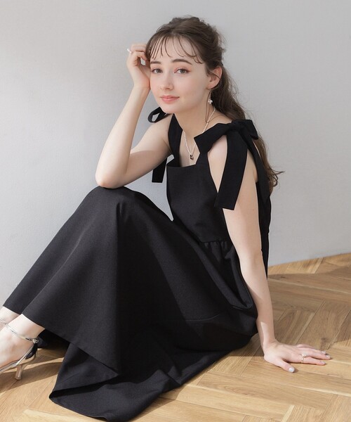 couture brooch（クチュールブローチ）の「◇肩リボンフレアワンピース