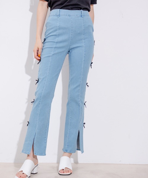 Jayro(ジャイロ)の「サイドリボンストレッチパンツ(その他パンツ・レディース・ブラック/サックスブルー/ブルー・M)」の8枚目の写真