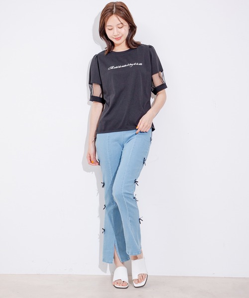 Jayro(ジャイロ)の「サイドリボンストレッチパンツ(その他パンツ・レディース・ブラック/サックスブルー/ブルー・M)」の11枚目の写真