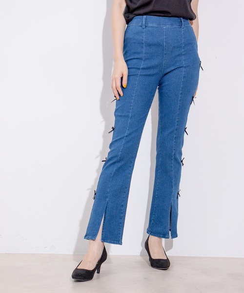 Jayro(ジャイロ)の「サイドリボンストレッチパンツ(その他パンツ・レディース・ブラック/サックスブルー/ブルー・M)」の12枚目の写真