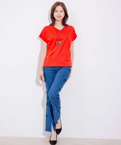 Jayro(ジャイロ)の「サイドリボンストレッチパンツ(その他パンツ・レディース・ブラック/サックスブルー/ブルー・M)」の16枚目の写真
