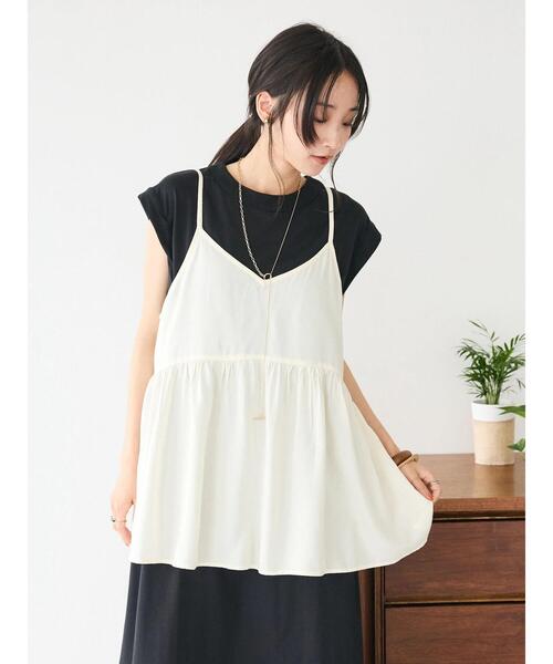 CRAFT STANDARD BOUTIQUE(クラフトスタンダードブティック)の「レーヨンキャミチュニック(チュニック・レディース・ブラック/サックスブルー/アイボリー・FREE)」の14枚目の写真