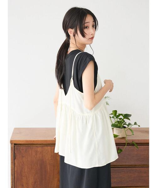 CRAFT STANDARD BOUTIQUE(クラフトスタンダードブティック)の「レーヨンキャミチュニック(チュニック・レディース・ブラック/サックスブルー/アイボリー・FREE)」の13枚目の写真