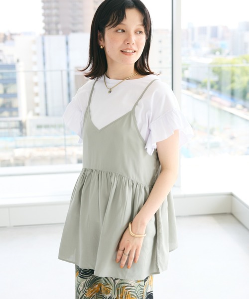 CRAFT STANDARD BOUTIQUE(クラフトスタンダードブティック)の「レーヨンキャミチュニック(チュニック・レディース・ブラック/サックスブルー/アイボリー・FREE)」の1枚目の写真