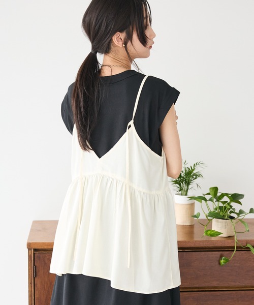 CRAFT STANDARD BOUTIQUE(クラフトスタンダードブティック)の「レーヨンキャミチュニック(チュニック・レディース・ブラック/サックスブルー/アイボリー・FREE)」の2枚目の写真