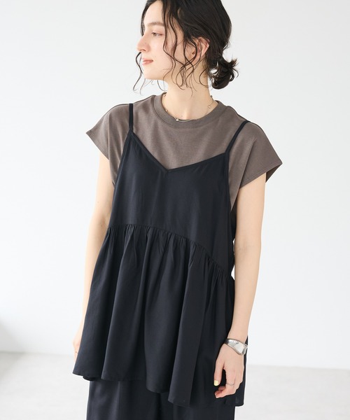 CRAFT STANDARD BOUTIQUE(クラフトスタンダードブティック)の「レーヨンキャミチュニック(チュニック・レディース・ブラック/サックスブルー/アイボリー・FREE)」の3枚目の写真