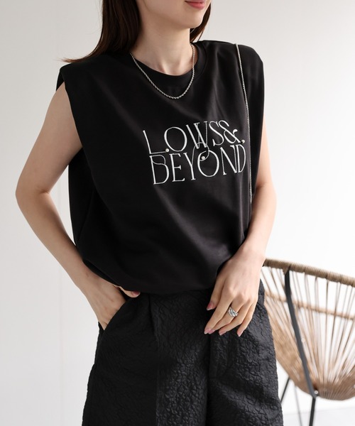 sakishimatokyo（サキシマトーキョー）の「【ミニポーチバッグ付き】ロゴ入りノースリーブカットソー/チュニック（Tシャツ/カットソー・レディース・チャコールグレー/アイボリー/ブラック/グレー・FREE）」の3枚目の写真