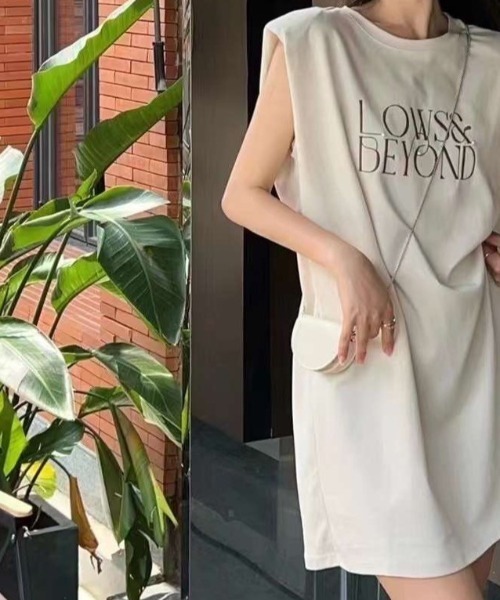 sakishimatokyo（サキシマトーキョー）の「【ミニポーチバッグ付き】ロゴ入りノースリーブカットソー/チュニック（Tシャツ/カットソー・レディース・チャコールグレー/アイボリー/ブラック/グレー・FREE）」の19枚目の写真