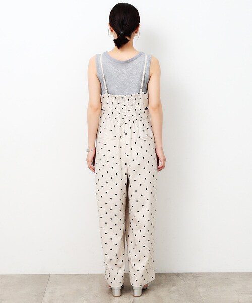 OPAQUE.CLIP（オペークドットクリップ）の「◆《Oggi8月号掲載》ドットプリント 麻混ストレッチキャミサロペット【洗濯機洗い可】（サロペット/オーバーオール・レディース・ベージュ系/ブラック系・40/38）」の12枚目の写真