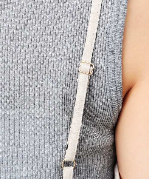 OPAQUE.CLIP（オペークドットクリップ）の「◆《Oggi8月号掲載》ドットプリント 麻混ストレッチキャミサロペット【洗濯機洗い可】（サロペット/オーバーオール・レディース・ベージュ系/ブラック系・40/38）」の4枚目の写真