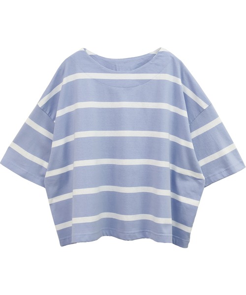 Social GIRL（ソーシャルガール）の「ワイドボーダーBIGTシャツ（Tシャツ/カットソー・レディース・グレイッシュベージュ/ブルー/ブラック・FREE）」の11枚目の写真