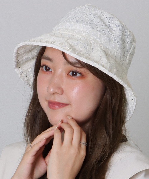 美品】ランバンコレクション バケットハット レース 上品 春夏