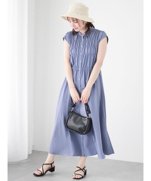 Te chichi TERRASSE（テチチテラス）の「シャーリングワンピース（ワンピース・レディース・イエロー/ブルー/チャコールグレー・F）」の3枚目の写真