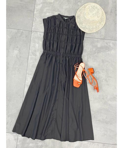 Te chichi TERRASSE（テチチテラス）の「シャーリングワンピース（ワンピース・レディース・イエロー/ブルー/チャコールグレー・F）」の4枚目の写真