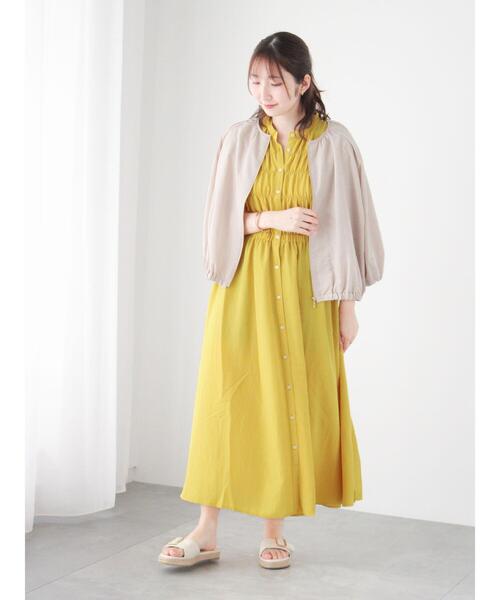 Te chichi TERRASSE（テチチテラス）の「シャーリングワンピース（ワンピース・レディース・イエロー/ブルー/チャコールグレー・F）」の6枚目の写真