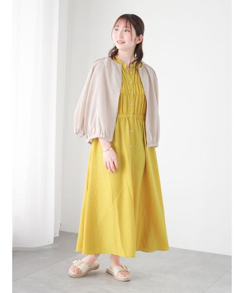 Te chichi TERRASSE（テチチテラス）の「シャーリングワンピース（ワンピース・レディース・イエロー/ブルー/チャコールグレー・F）」の7枚目の写真