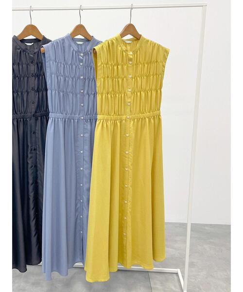 Te chichi TERRASSE（テチチテラス）の「シャーリングワンピース（ワンピース・レディース・イエロー/ブルー/チャコールグレー・F）」の8枚目の写真