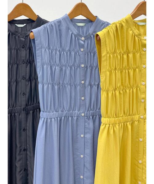 Te chichi TERRASSE（テチチテラス）の「シャーリングワンピース（ワンピース・レディース・イエロー/ブルー/チャコールグレー・F）」の9枚目の写真