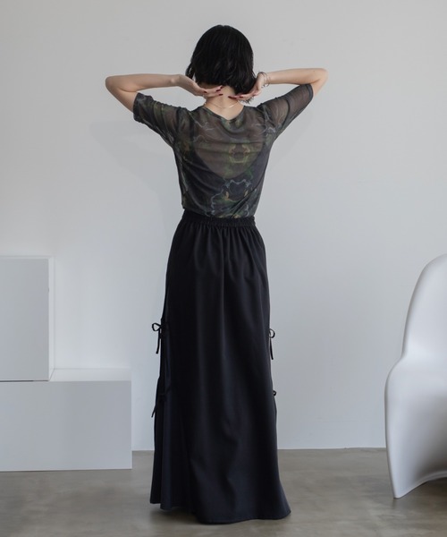 アシンメトリーシャーリングシアートップス（Tシャツ/カットソー
