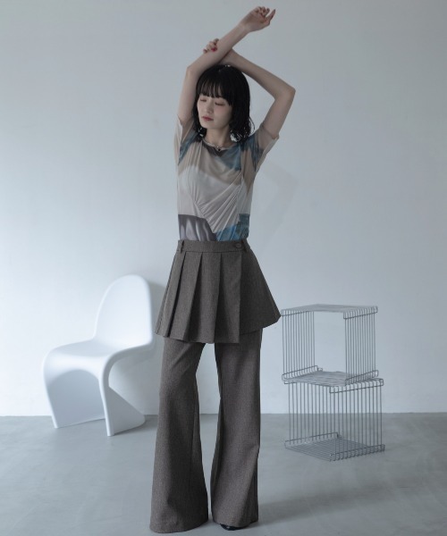シンシアローリー　シルク　アシンメトリー　シフォン　カットソー ELENDEEK（エレンディーク） tシャツ アシンメトリーヘムロング