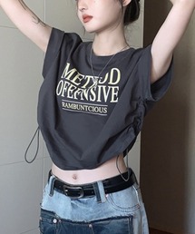 【MASHIRO】サイドローストクロップドTシャツ Y2K