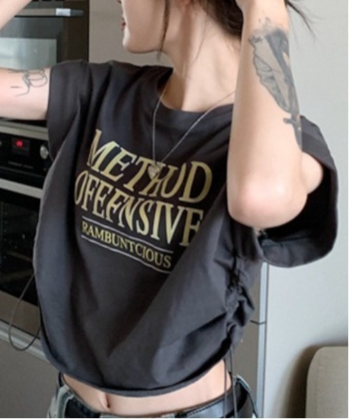 almo(アルモ)の「【MASHIRO】サイドローストクロップドTシャツ Y2K(Tシャツ/カットソー・レディース・ホワイト/グレー系その他・FREE)」の10枚目の写真